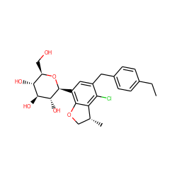 CCc1ccc(Cc2cc([C@@H]3O[C@H](CO)[C@@H](O)[C@H](O)[C@H]3O)c3c(c2Cl)[C@H](C)CO3)cc1 ZINC000206065671