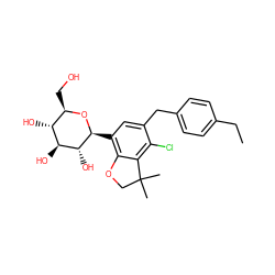 CCc1ccc(Cc2cc([C@@H]3O[C@H](CO)[C@@H](O)[C@H](O)[C@H]3O)c3c(c2Cl)C(C)(C)CO3)cc1 ZINC000206065584