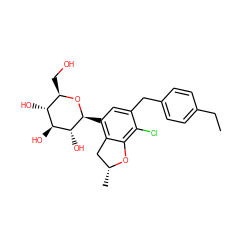 CCc1ccc(Cc2cc([C@@H]3O[C@H](CO)[C@@H](O)[C@H](O)[C@H]3O)c3c(c2Cl)O[C@H](C)C3)cc1 ZINC000206062099