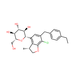 CCc1ccc(Cc2cc([C@@H]3O[C@H](CO)[C@@H](O)[C@H](O)[C@H]3O)c3c(c2Cl)OC[C@@H]3C)cc1 ZINC000206066162