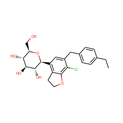 CCc1ccc(Cc2cc([C@@H]3O[C@H](CO)[C@@H](O)[C@H](O)[C@H]3O)c3c(c2Cl)OCC3)cc1 ZINC000206067139