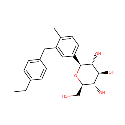 CCc1ccc(Cc2cc([C@@H]3O[C@H](CO)[C@@H](O)[C@H](O)[C@H]3O)ccc2C)cc1 ZINC000034034189