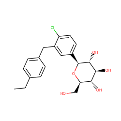 CCc1ccc(Cc2cc([C@@H]3O[C@H](CO)[C@@H](O)[C@H](O)[C@H]3O)ccc2Cl)cc1 ZINC000038279611