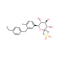 CCc1ccc(Cc2cc([C@@H]3OC4(CS(=O)(=O)C4)[C@@H](O)[C@H](O)[C@H]3O)ccc2C)cc1 ZINC000049070308
