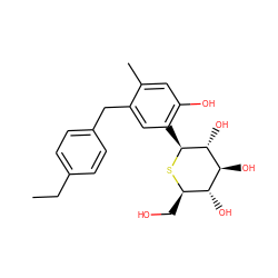 CCc1ccc(Cc2cc([C@@H]3S[C@H](CO)[C@@H](O)[C@H](O)[C@H]3O)c(O)cc2C)cc1 ZINC000137880651