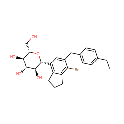 CCc1ccc(Cc2cc([C@H]3O[C@@H](CO)[C@H](O)[C@@H](O)[C@@H]3O)c3c(c2Br)CCC3)cc1 ZINC001772610230