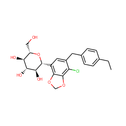 CCc1ccc(Cc2cc([C@H]3O[C@@H](CO)[C@H](O)[C@@H](O)[C@@H]3O)c3c(c2Cl)OCO3)cc1 ZINC001772626786