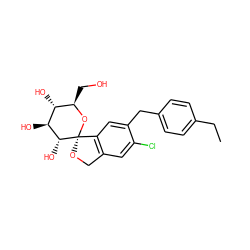 CCc1ccc(Cc2cc3c(cc2Cl)CO[C@]32O[C@H](CO)[C@@H](O)[C@H](O)[C@H]2O)cc1 ZINC000045319206