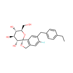 CCc1ccc(Cc2cc3c(cc2F)CO[C@]32O[C@H](CO)[C@@H](O)[C@H](O)[C@H]2O)cc1 ZINC000045319969