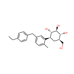 CCc1ccc(Cc2ccc(C)c([C@@H]3C[C@H](CO)[C@@H](O)[C@H](O)[C@H]3O)c2)cc1 ZINC000035792189