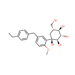 CCc1ccc(Cc2ccc(OC)c([C@]3(O)C[C@H](CO)[C@@H](O)[C@H](O)[C@H]3O)c2)cc1 ZINC000084759370