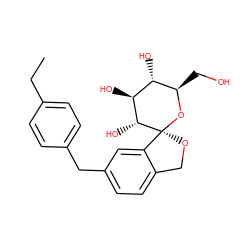 CCc1ccc(Cc2ccc3c(c2)[C@]2(OC3)O[C@H](CO)[C@@H](O)[C@H](O)[C@H]2O)cc1 ZINC000035826342