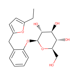 CCc1ccc(Cc2ccccc2O[C@@H]2O[C@H](CO)[C@@H](O)[C@H](O)[C@H]2O)o1 ZINC000064553830