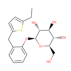 CCc1ccc(Cc2ccccc2O[C@@H]2O[C@H](CO)[C@@H](O)[C@H](O)[C@H]2O)s1 ZINC000064564849