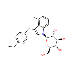 CCc1ccc(Cc2cn([C@@H]3O[C@H](CO)[C@@H](O)[C@H](O)[C@H]3O)c3cccc(C)c23)cc1 ZINC000103253960