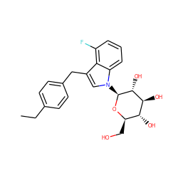 CCc1ccc(Cc2cn([C@@H]3O[C@H](CO)[C@@H](O)[C@H](O)[C@H]3O)c3cccc(F)c23)cc1 ZINC000103253971