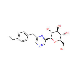 CCc1ccc(Cc2cncc([C@@H]3O[C@H](CO)[C@@H](O)[C@H](O)[C@H]3O)n2)cc1 ZINC000084587434