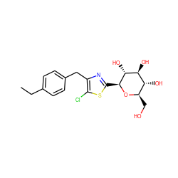 CCc1ccc(Cc2nc([C@@H]3O[C@H](CO)[C@@H](O)[C@H](O)[C@H]3O)sc2Cl)cc1 ZINC000058638873