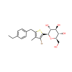 CCc1ccc(Cc2sc([C@@H]3O[C@H](CO)[C@@H](O)[C@H](O)[C@H]3O)c(Br)c2C)cc1 ZINC000072118212