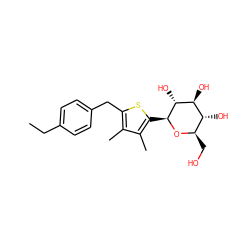 CCc1ccc(Cc2sc([C@@H]3O[C@H](CO)[C@@H](O)[C@H](O)[C@H]3O)c(C)c2C)cc1 ZINC000072118214