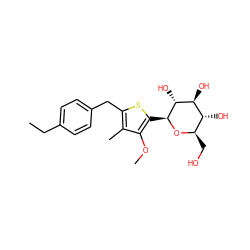 CCc1ccc(Cc2sc([C@@H]3O[C@H](CO)[C@@H](O)[C@H](O)[C@H]3O)c(OC)c2C)cc1 ZINC000072118213