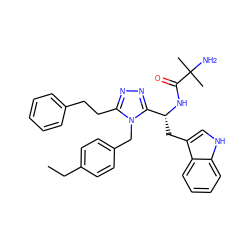 CCc1ccc(Cn2c(CCc3ccccc3)nnc2[C@@H](Cc2c[nH]c3ccccc23)NC(=O)C(C)(C)N)cc1 ZINC000028635405