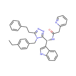 CCc1ccc(Cn2c(CCc3ccccc3)nnc2[C@H](NC(=O)Cc2ccccn2)c2c[nH]c3ccccc23)cc1 ZINC000028973112