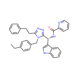 CCc1ccc(Cn2c(CCc3ccccc3)nnc2[C@H](NC(=O)c2ccccn2)c2c[nH]c3ccccc23)cc1 ZINC000028973052