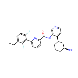 CCc1ccc(F)c(-c2cccc(C(=O)Nc3cnccc3[C@@H]3CCC[C@H](N)C3)n2)c1F ZINC000140260532