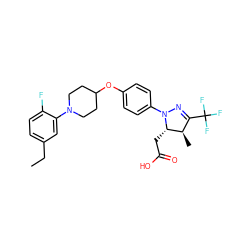 CCc1ccc(F)c(N2CCC(Oc3ccc(N4N=C(C(F)(F)F)[C@@H](C)[C@@H]4CC(=O)O)cc3)CC2)c1 ZINC000219610251