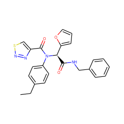 CCc1ccc(N(C(=O)c2csnn2)[C@H](C(=O)NCc2ccccc2)c2ccco2)cc1 ZINC000001357648