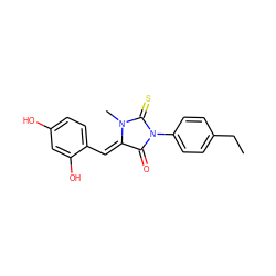 CCc1ccc(N2C(=O)/C(=C/c3ccc(O)cc3O)N(C)C2=S)cc1 ZINC000653840634