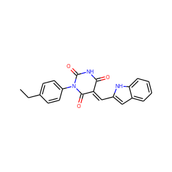 CCc1ccc(N2C(=O)NC(=O)/C(=C\c3cc4ccccc4[nH]3)C2=O)cc1 ZINC000001029154