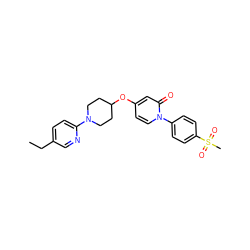 CCc1ccc(N2CCC(Oc3ccn(-c4ccc(S(C)(=O)=O)cc4)c(=O)c3)CC2)nc1 ZINC000118655686