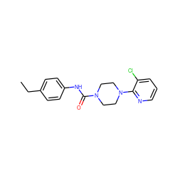 CCc1ccc(NC(=O)N2CCN(c3ncccc3Cl)CC2)cc1 ZINC000013553813