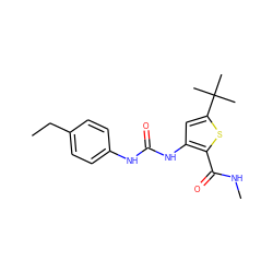 CCc1ccc(NC(=O)Nc2cc(C(C)(C)C)sc2C(=O)NC)cc1 ZINC000028220842