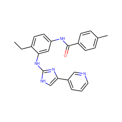 CCc1ccc(NC(=O)c2ccc(C)cc2)cc1Nc1nc(-c2cccnc2)c[nH]1 ZINC000040899617