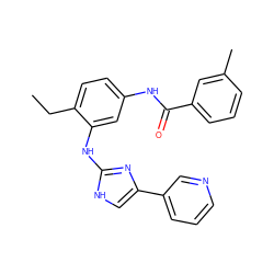 CCc1ccc(NC(=O)c2cccc(C)c2)cc1Nc1nc(-c2cccnc2)c[nH]1 ZINC000040899614