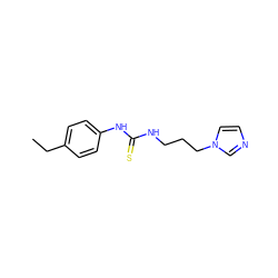 CCc1ccc(NC(=S)NCCCn2ccnc2)cc1 ZINC000007502197