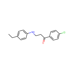 CCc1ccc(NCCC(=O)c2ccc(Cl)cc2)cc1 ZINC000002521032