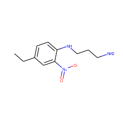 CCc1ccc(NCCCN)c([N+](=O)[O-])c1 ZINC000033817835