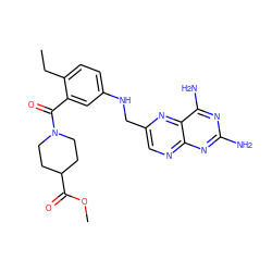 CCc1ccc(NCc2cnc3nc(N)nc(N)c3n2)cc1C(=O)N1CCC(C(=O)OC)CC1 ZINC000095577586