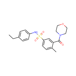 CCc1ccc(NS(=O)(=O)c2ccc(C)c(C(=O)N3CCOCC3)c2)cc1 ZINC000006706832