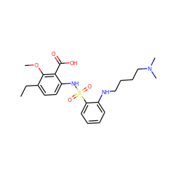 CCc1ccc(NS(=O)(=O)c2ccccc2NCCCCN(C)C)c(C(=O)O)c1OC ZINC000014965115