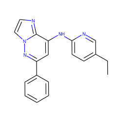 CCc1ccc(Nc2cc(-c3ccccc3)nn3ccnc23)nc1 ZINC000207336383