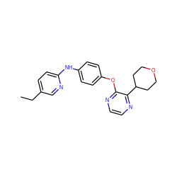 CCc1ccc(Nc2ccc(Oc3nccnc3C3CCOCC3)cc2)nc1 ZINC000147858139