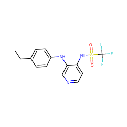 CCc1ccc(Nc2cnccc2NS(=O)(=O)C(F)(F)F)cc1 ZINC000049033849