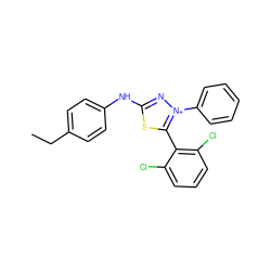 CCc1ccc(Nc2n[n+](-c3ccccc3)c(-c3c(Cl)cccc3Cl)s2)cc1 ZINC000015936902