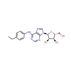 CCc1ccc(Nc2ncnc3c2ncn3[C@H]2O[C@H](CO)[C@@H](O)[C@H]2O)cc1 ZINC000049017192