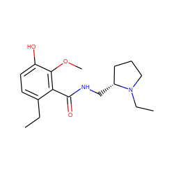 CCc1ccc(O)c(OC)c1C(=O)NC[C@@H]1CCCN1CC ZINC000064453505